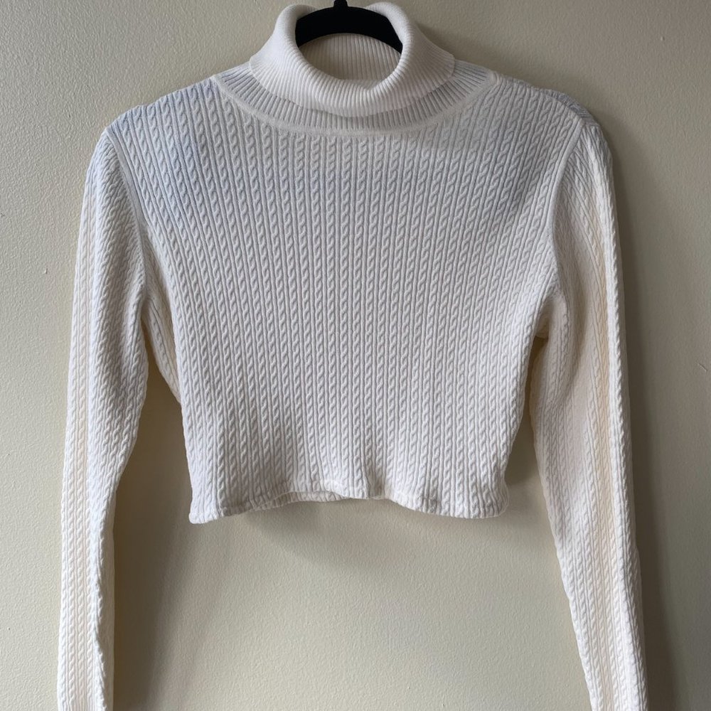 Charter Club cream cropped turtleneck
